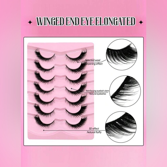 🖤👁️ 5 Pairs Faux Mink Cat Eye Effect Lashes 👁️🖤 Brand New in Packet - Picture 3 of 11
